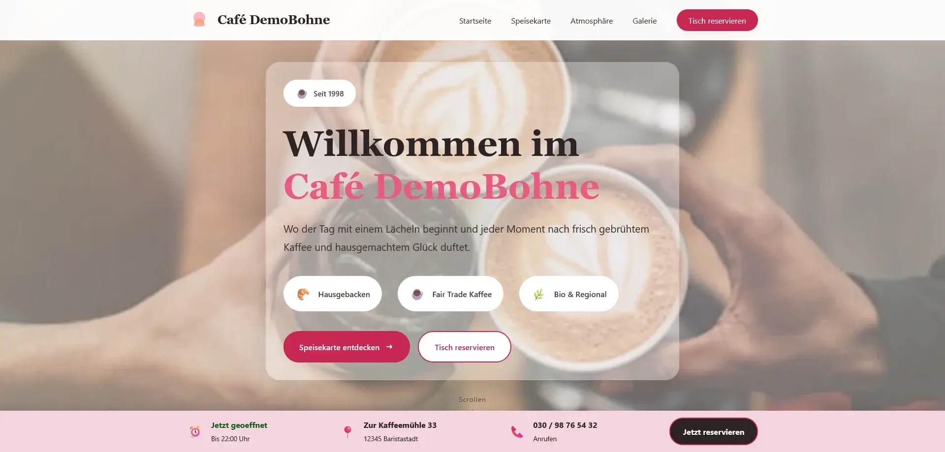 Webdesign Beispiel 2 als Desktop-Ansicht