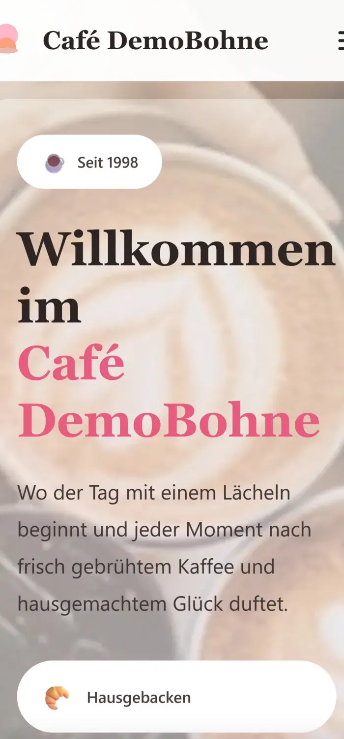 Webdesign Beispiel 2 als Smartphone-Ansicht